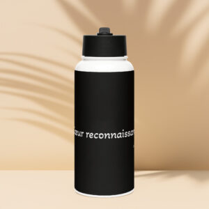 Bouteille d'eau en acier inoxydable avec paille "Cœur reconnaissant"