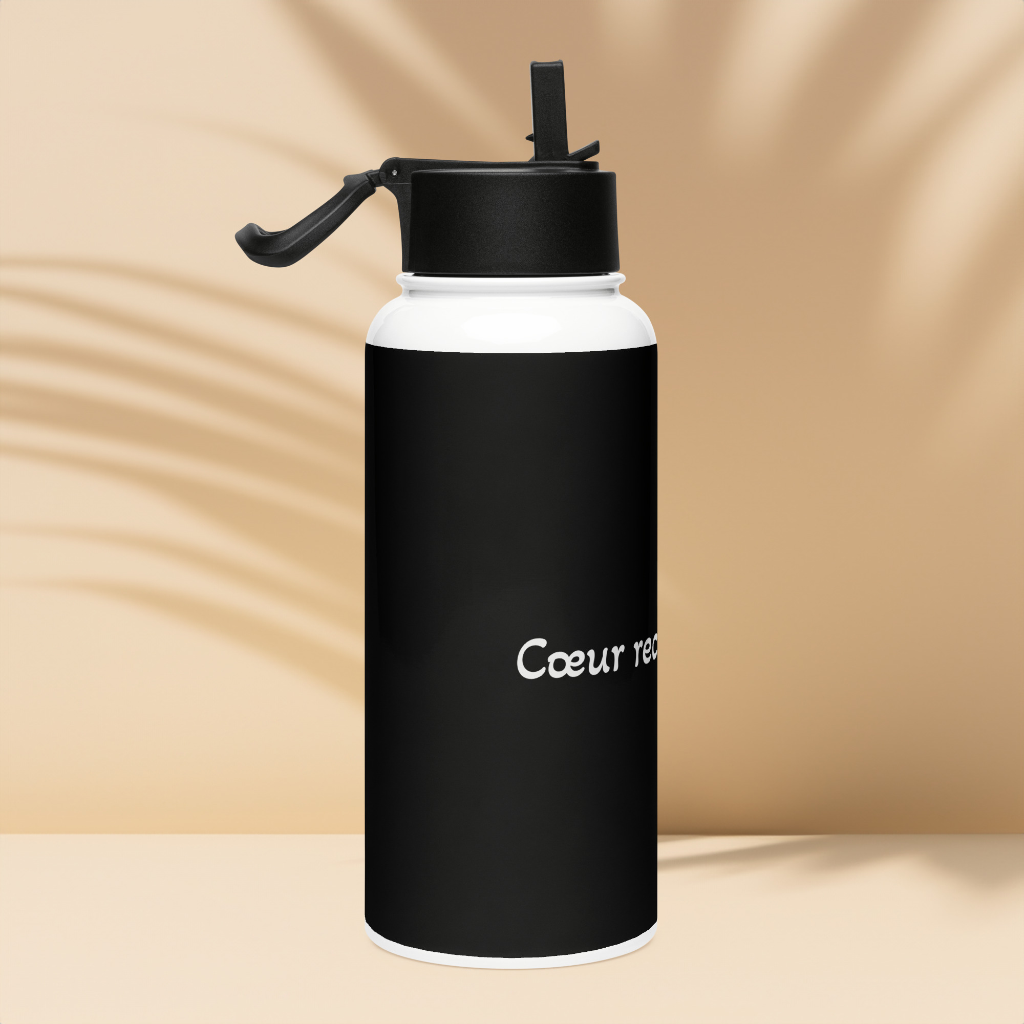 Bouteille d'eau en acier inoxydable avec paille "Cœur reconnaissant" – Image 2