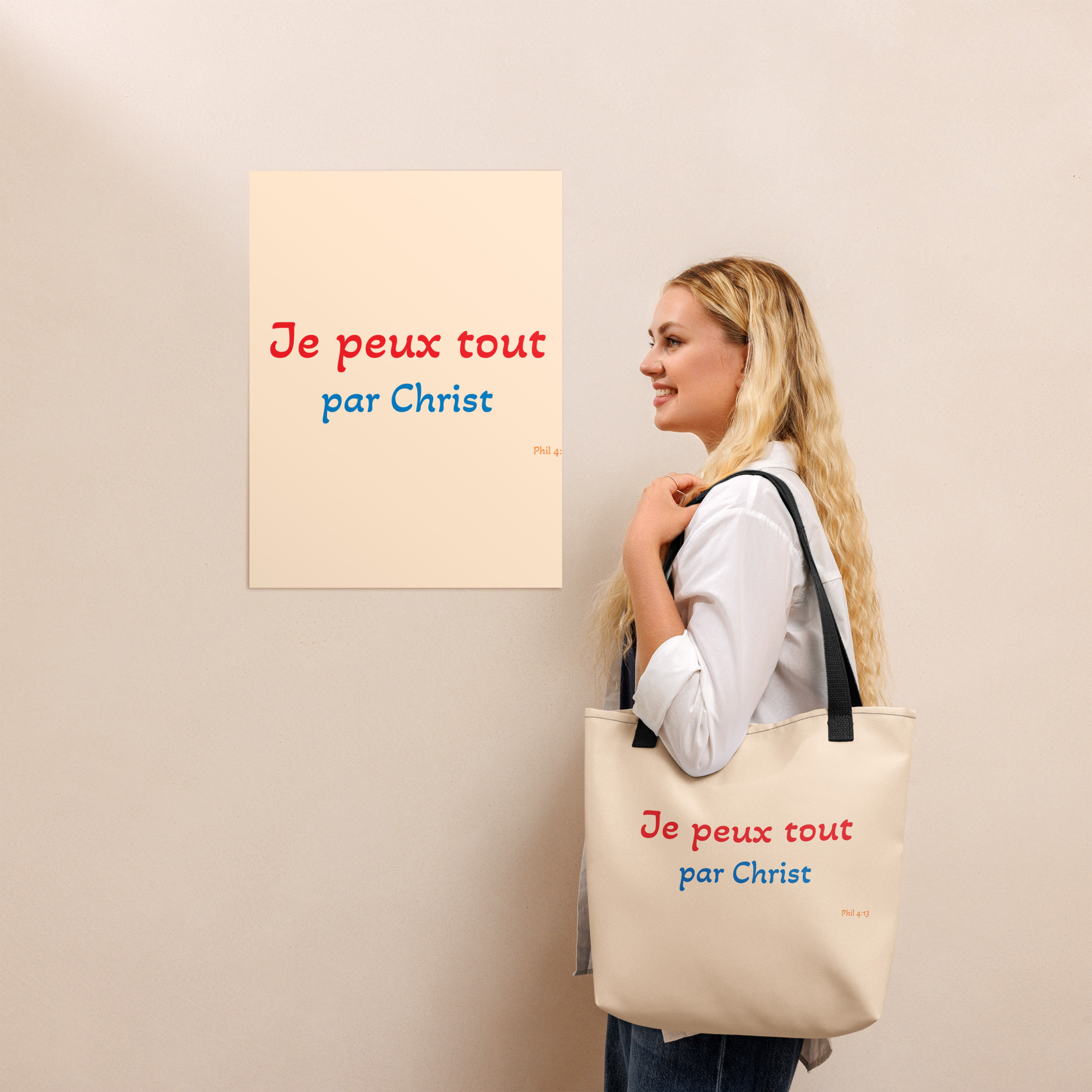 Tote bag "Je peux tout par Christ"