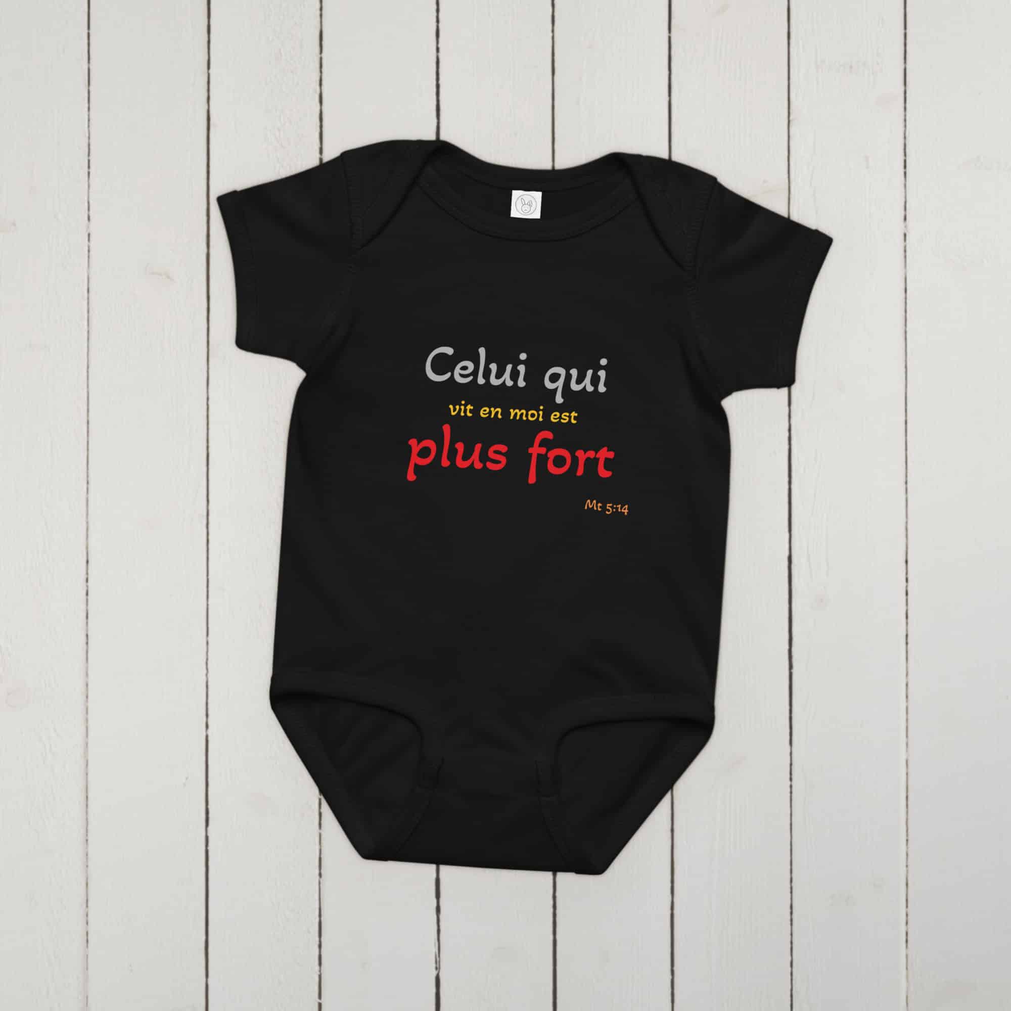 Body en jersey bébé "Celui qui vit en moi est plus fort" – Image 3