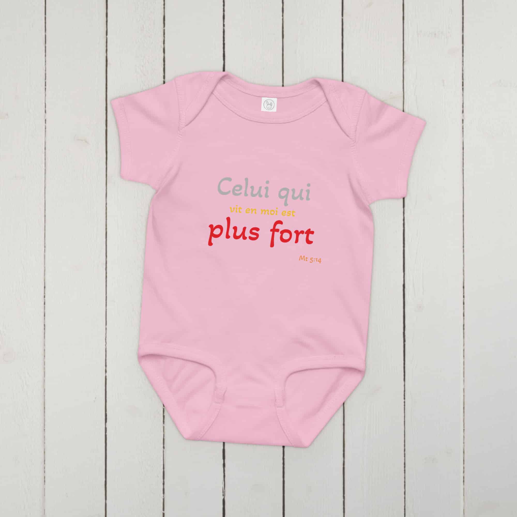 Body en jersey bébé "Celui qui vit en moi est plus fort" – Image 8