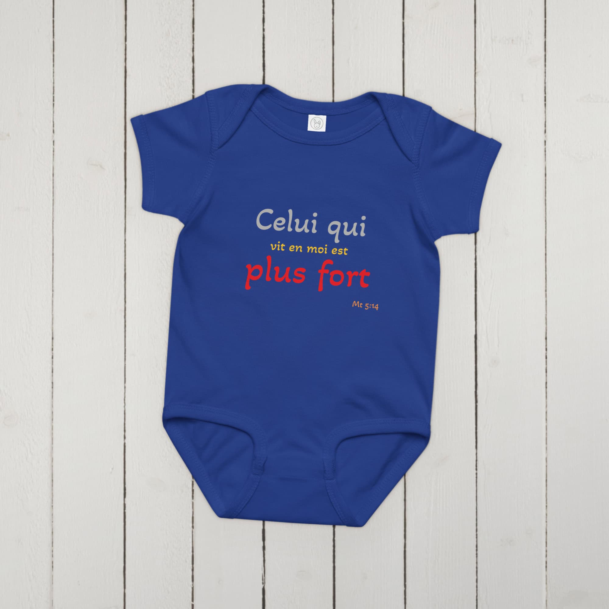 Body en jersey bébé "Celui qui vit en moi est plus fort" – Image 6