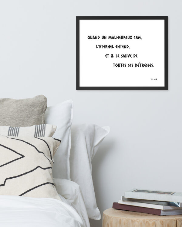 Poster encadré « L’Éternel entend » – Psaume 34:6