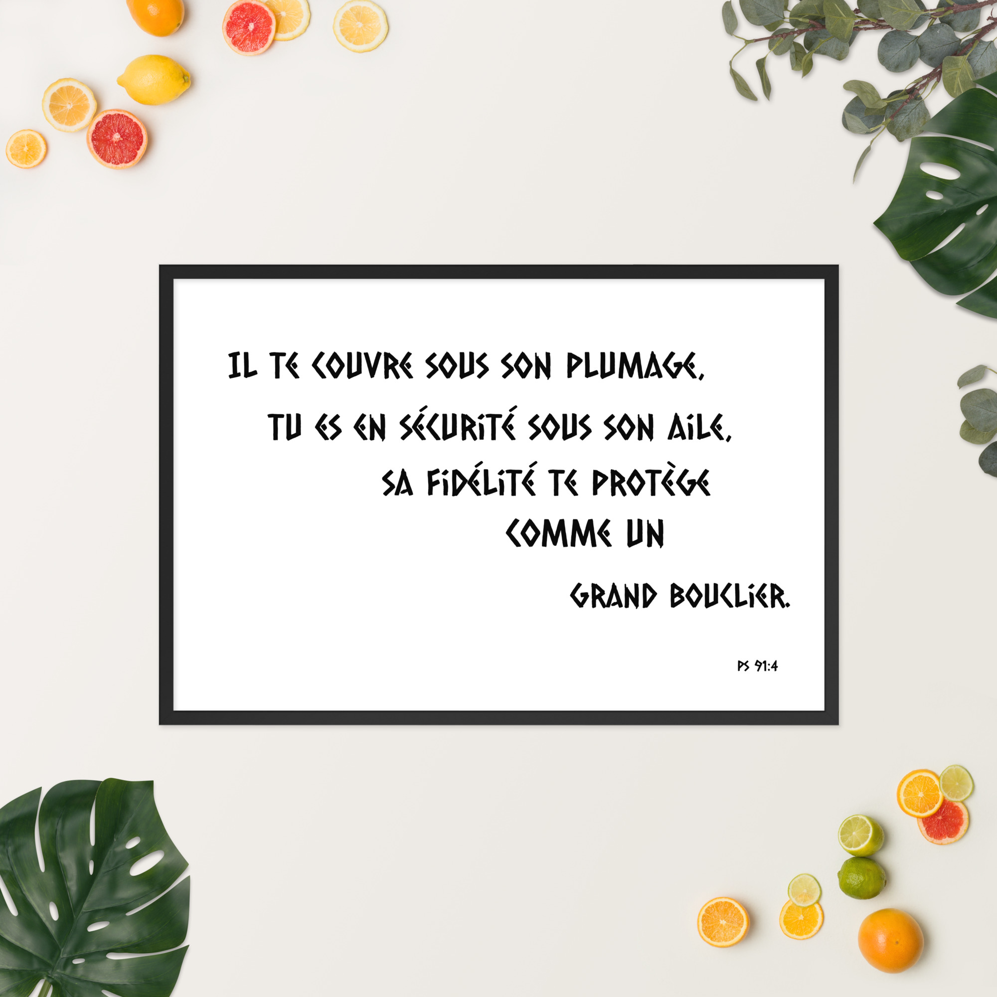 Poster premium encadré "Ps 91:4"