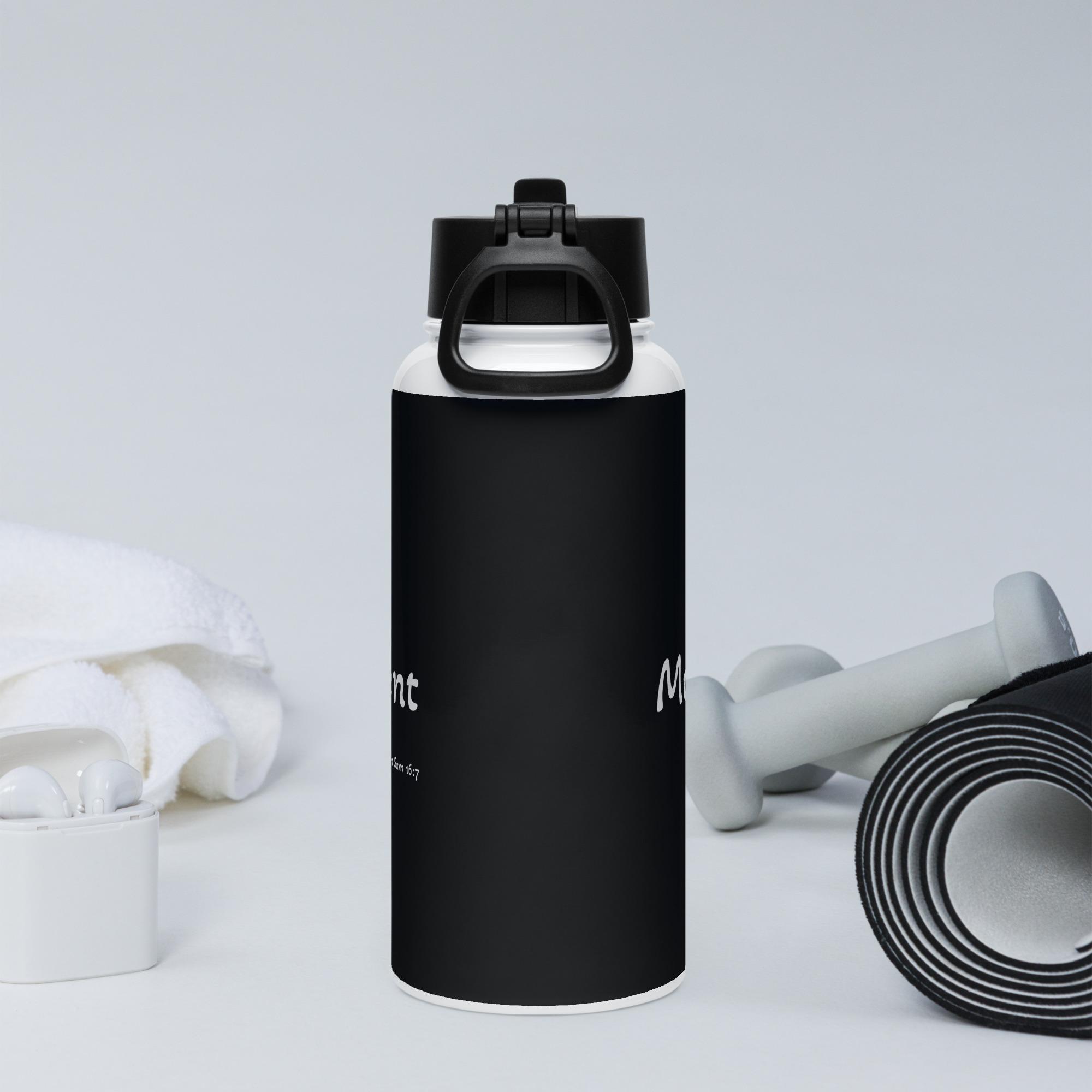 Bouteille d'eau en acier inoxydable avec paille "Mon cœur t’appartient" – Image 4