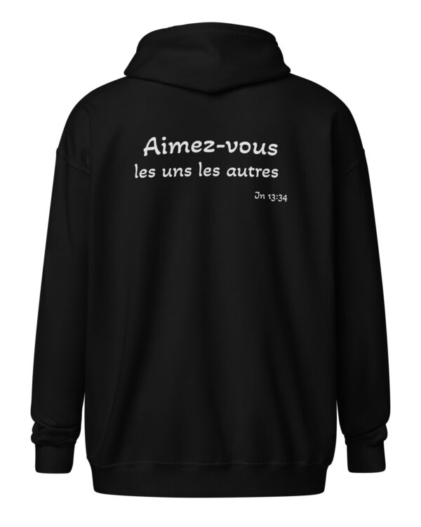 Sweat à capuche zippé unisexe « Aimez-vous les uns les autres »