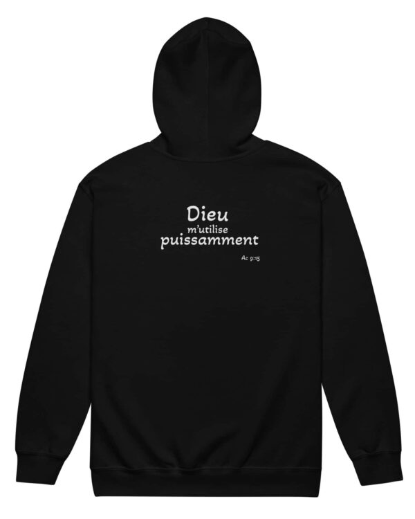 Sweat à capuche zippé unisexe « Dieu m’utilise puissamment »