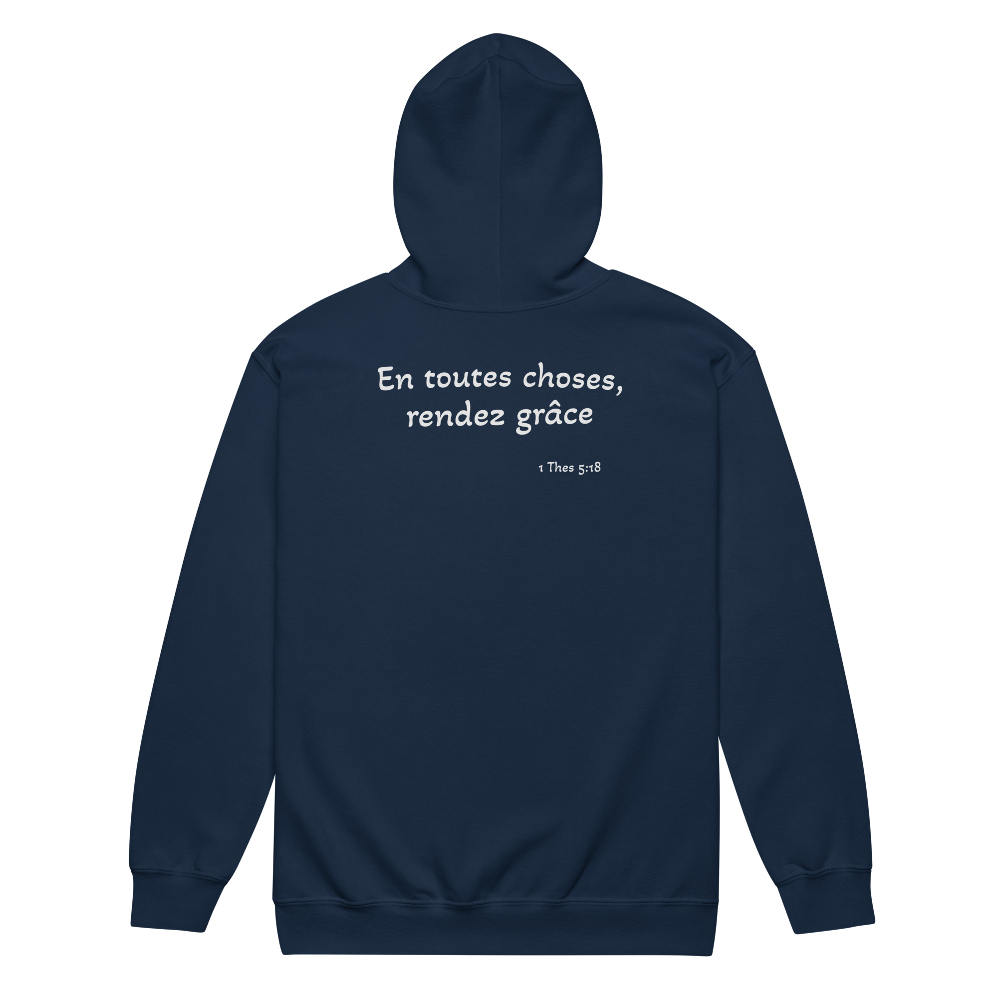 Sweat à capuche épais unisexe à fermeture éclair "En toutes choses, rendez grâce" – Image 3