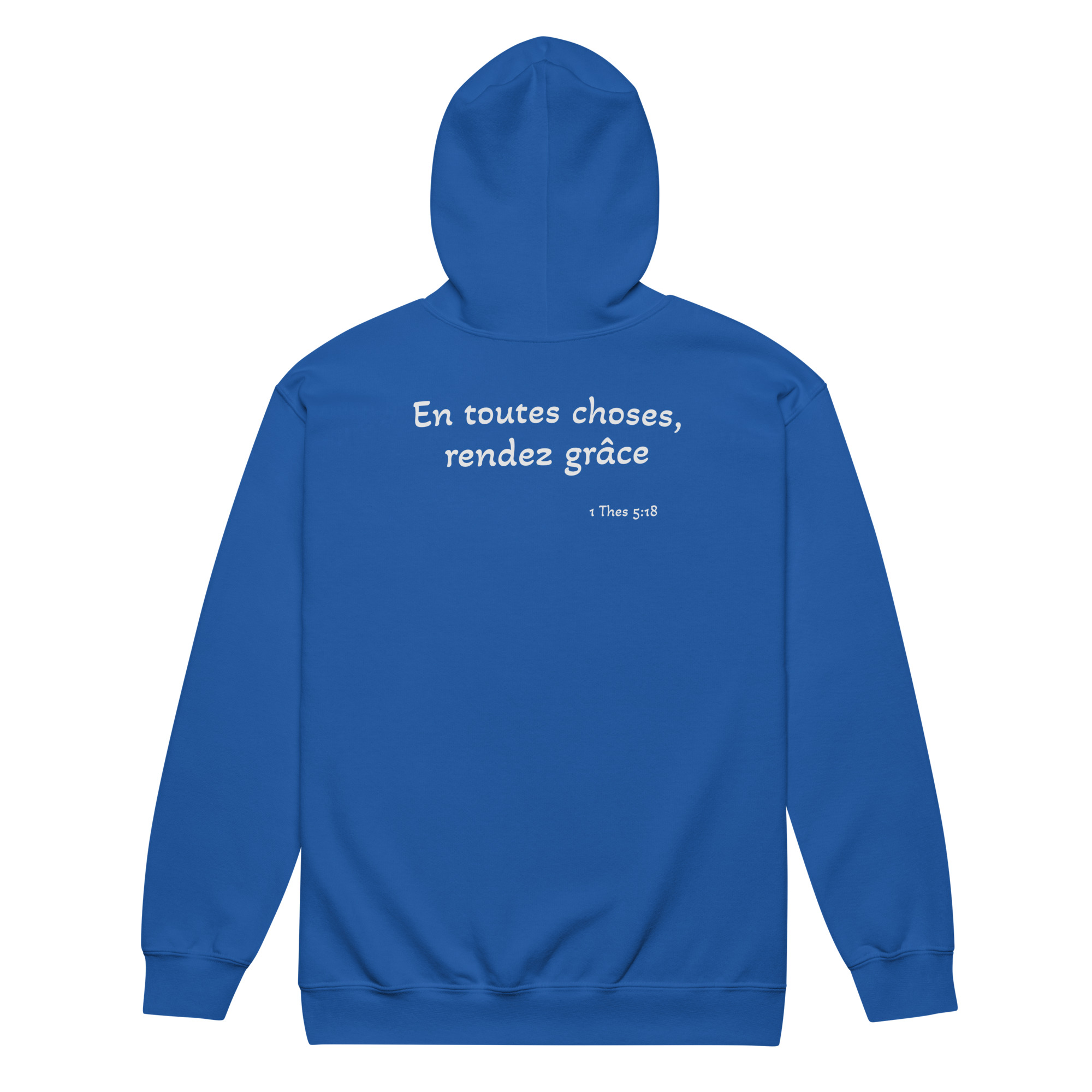 Sweat à capuche épais unisexe à fermeture éclair "En toutes choses, rendez grâce" – Image 7