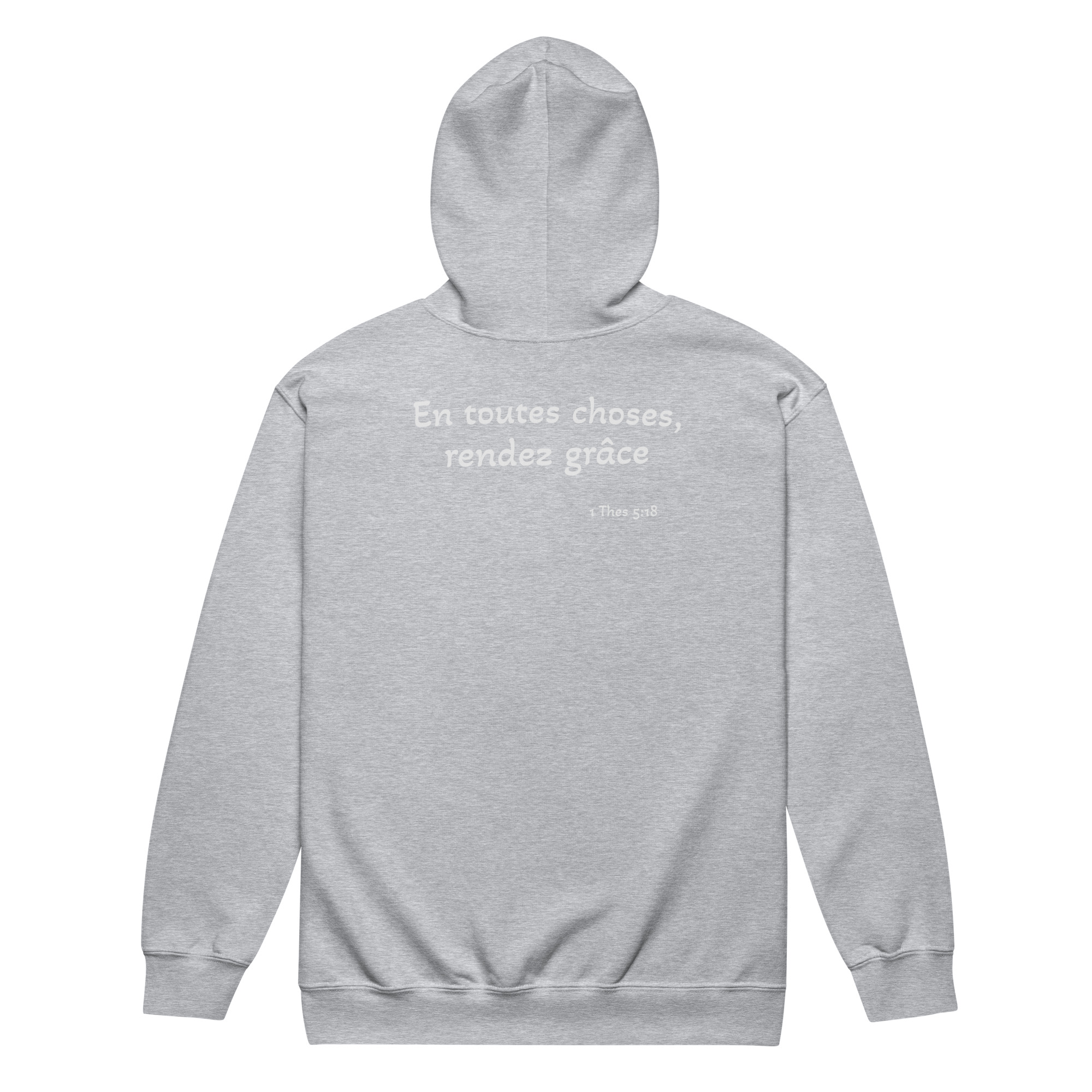 Sweat à capuche épais unisexe à fermeture éclair "En toutes choses, rendez grâce" – Image 11