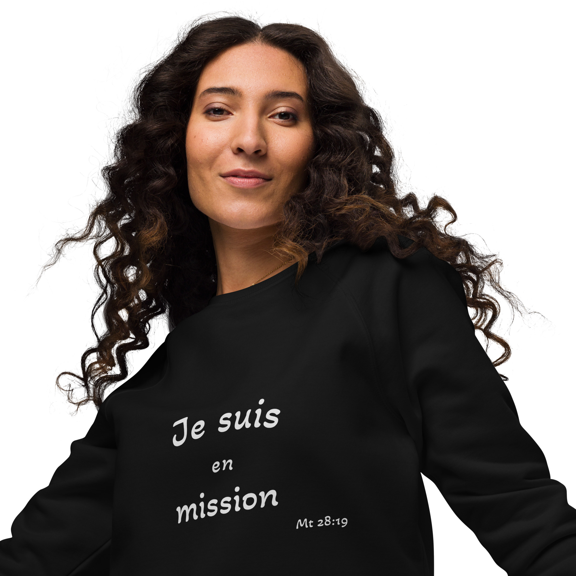 Sweatshirt écologique raglan unisexe "Je suis en mission" – Image 3