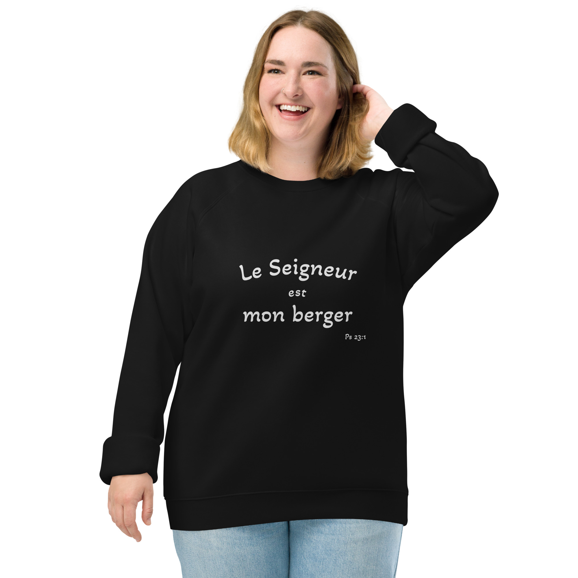 Sweatshirt écologique raglan unisexe "Le Seigneur est mon berger" – Image 2