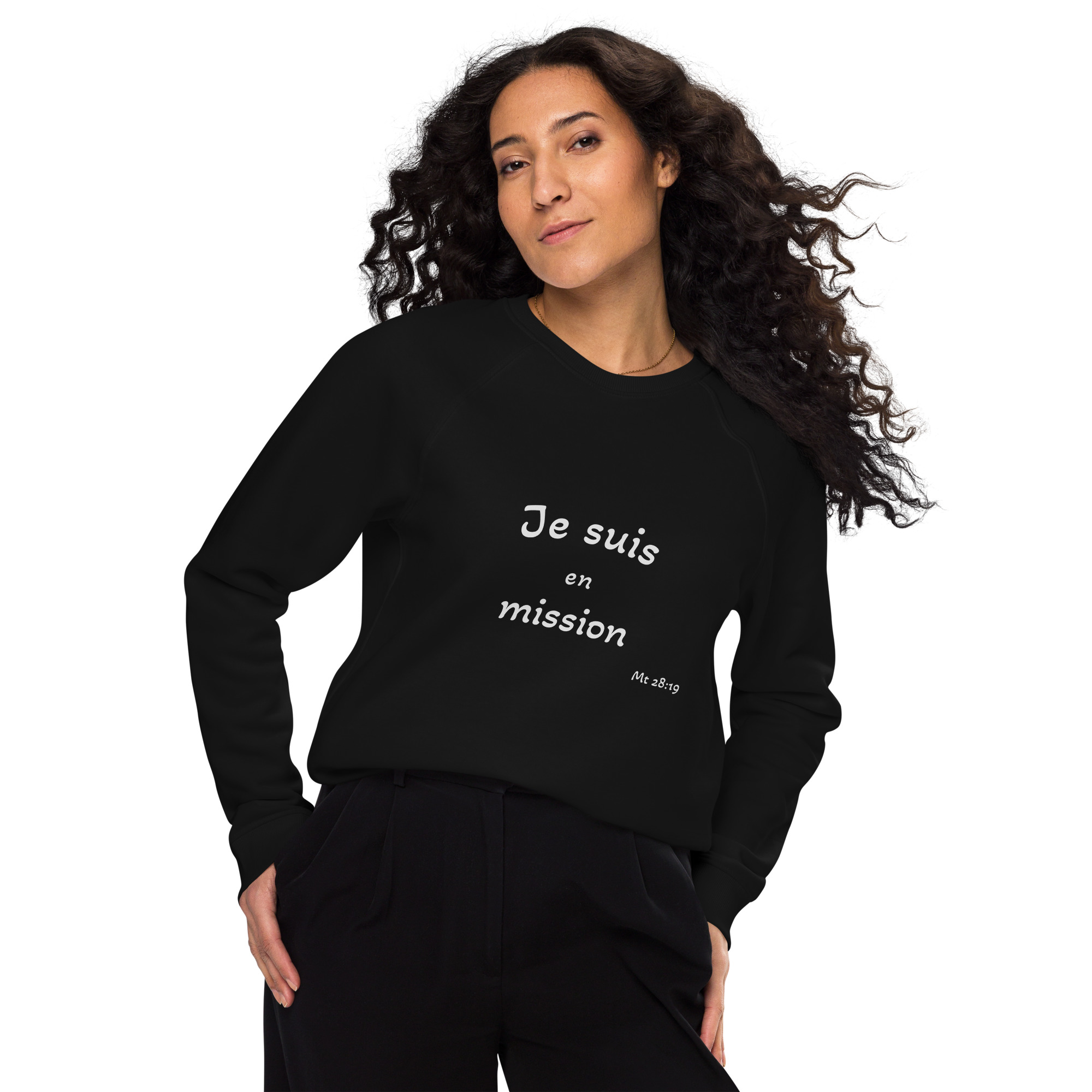 Sweatshirt écologique raglan unisexe "Je suis en mission" – Image 2
