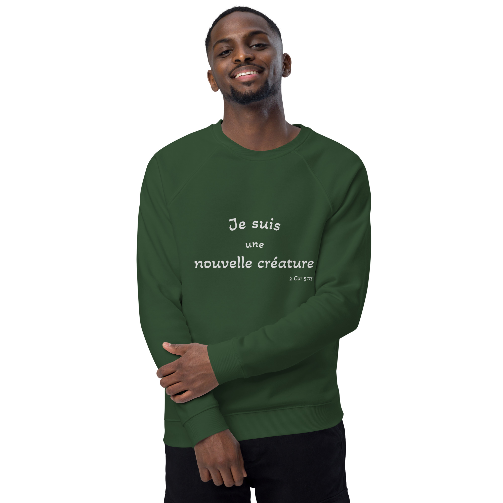 Sweatshirt écologique raglan unisexe "Je suis une nouvelle créature" – Image 11