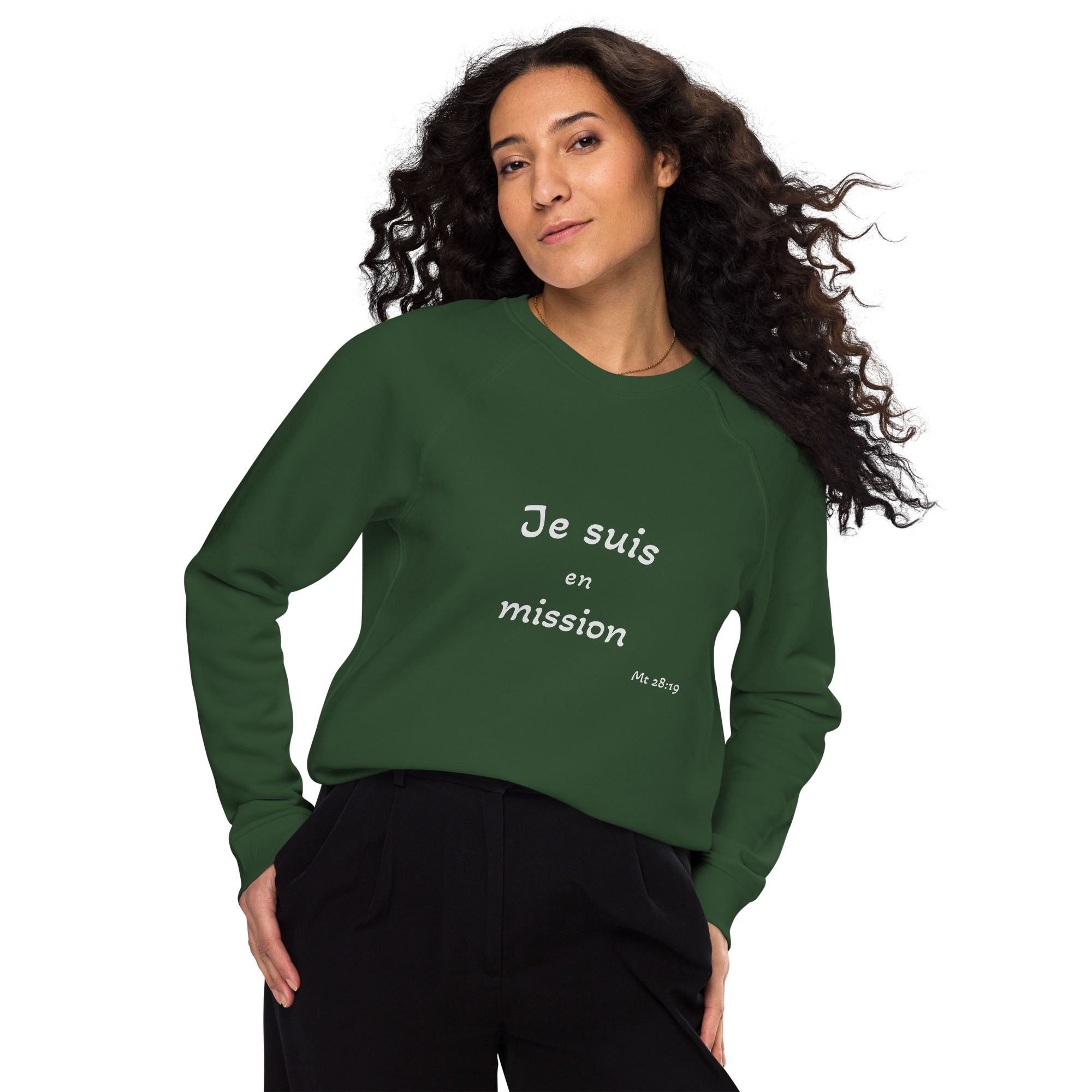 Sweatshirt écologique raglan unisexe "Je suis en mission" – Image 7