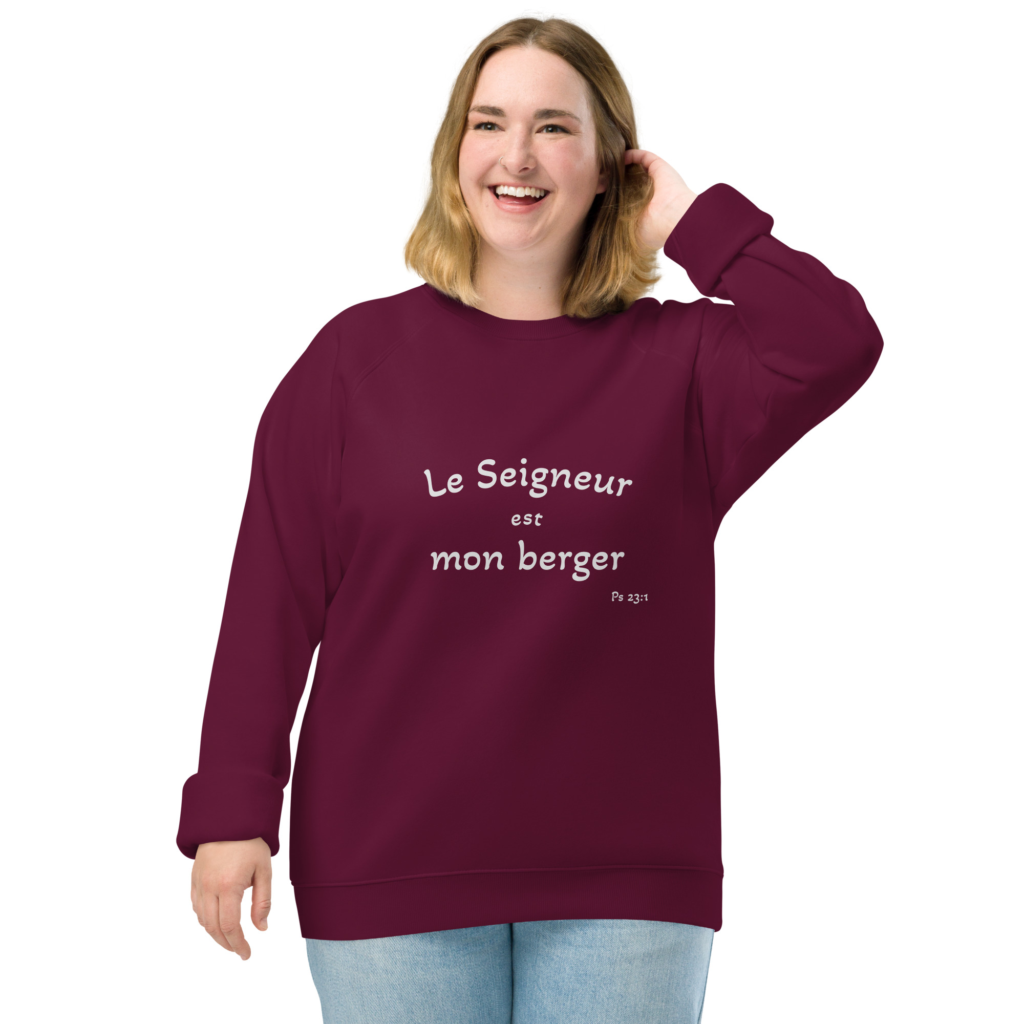 Sweatshirt écologique raglan unisexe "Le Seigneur est mon berger"