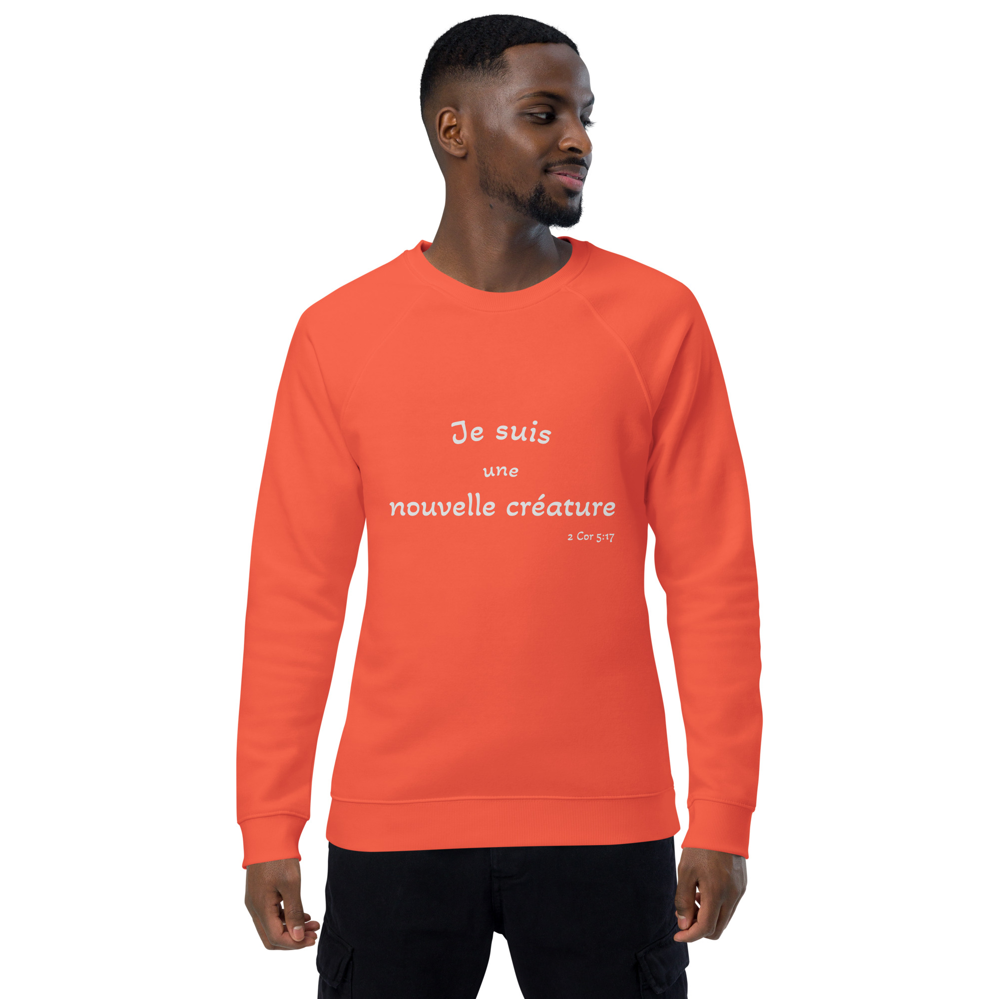 Sweatshirt écologique raglan unisexe "Je suis une nouvelle créature" – Image 13