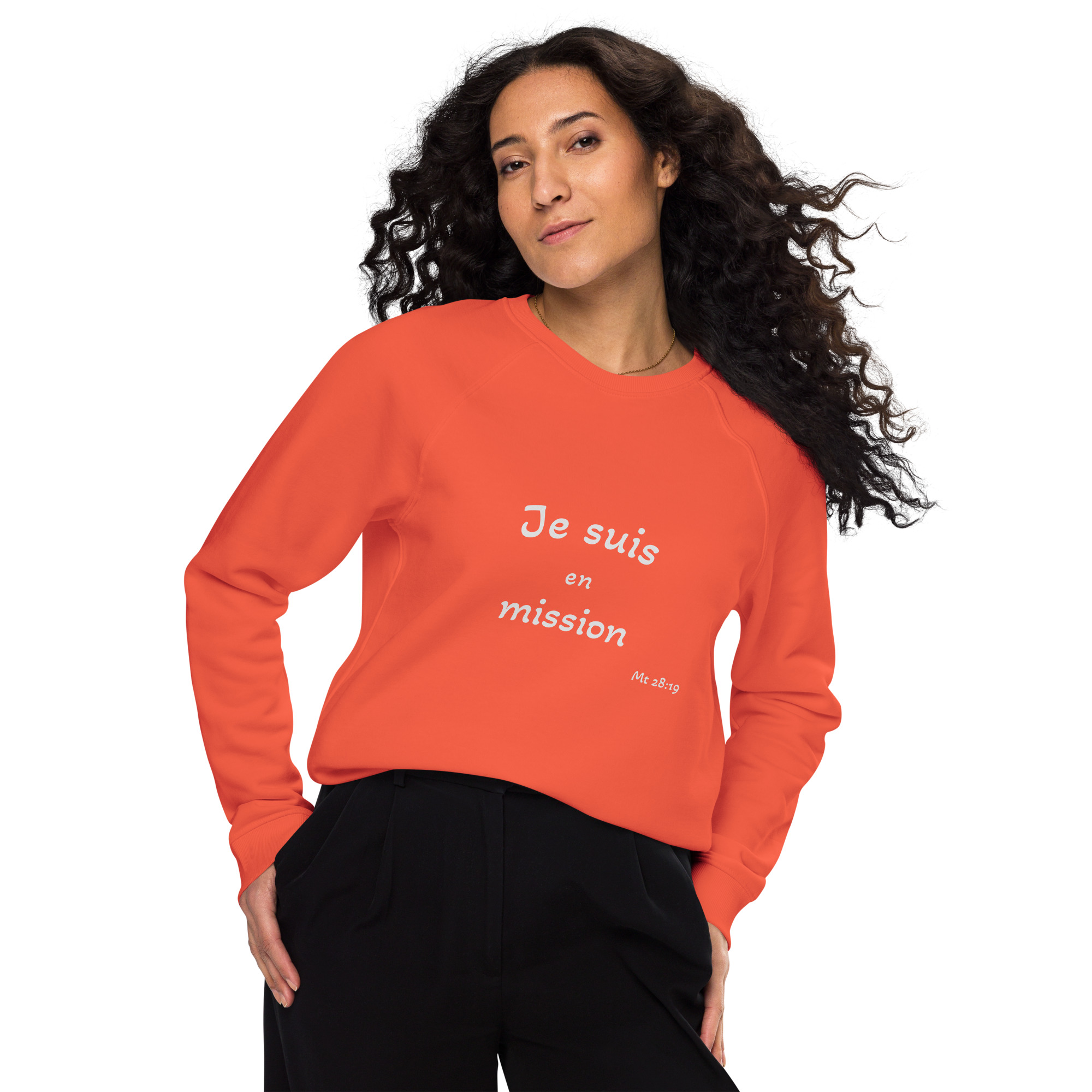 Sweatshirt écologique raglan unisexe "Je suis en mission" – Image 9