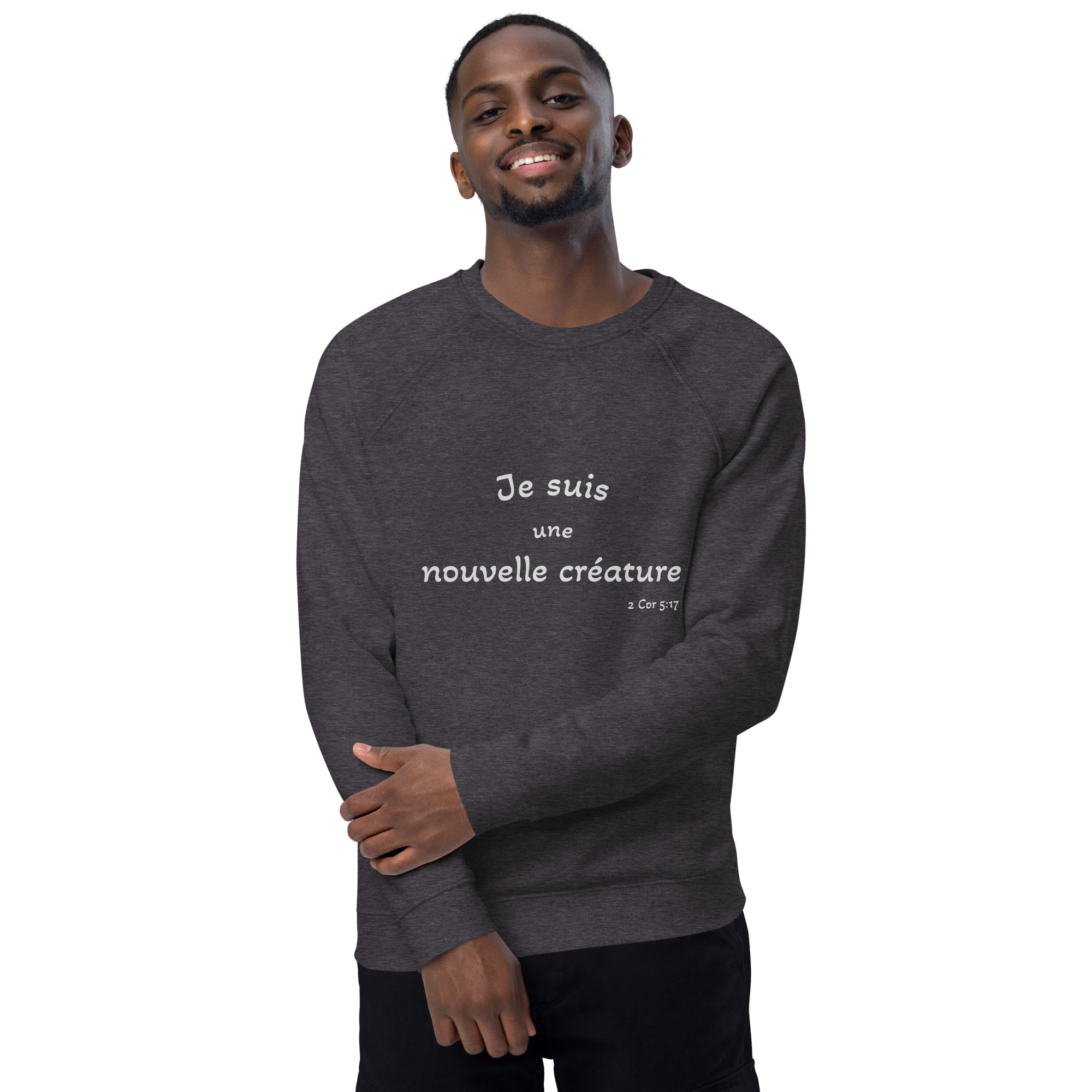 Sweatshirt écologique raglan unisexe "Je suis une nouvelle créature" – Image 8
