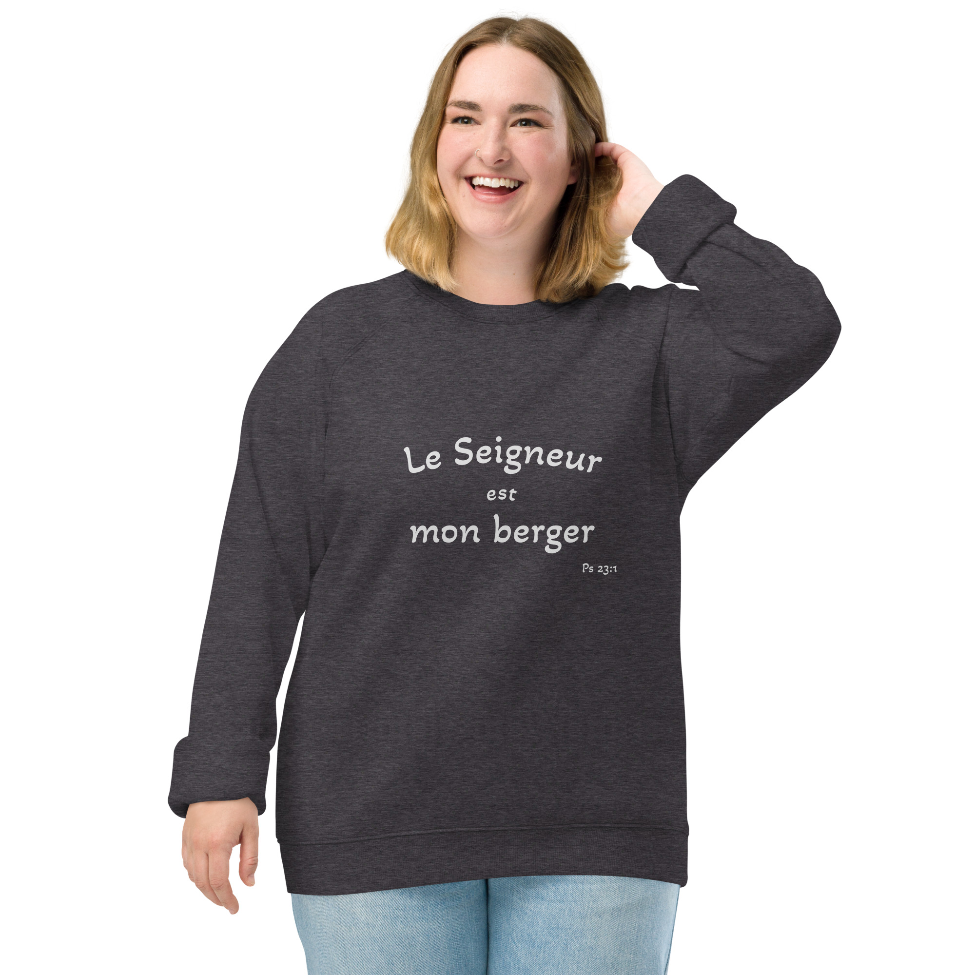 Sweatshirt écologique raglan unisexe "Le Seigneur est mon berger" – Image 5