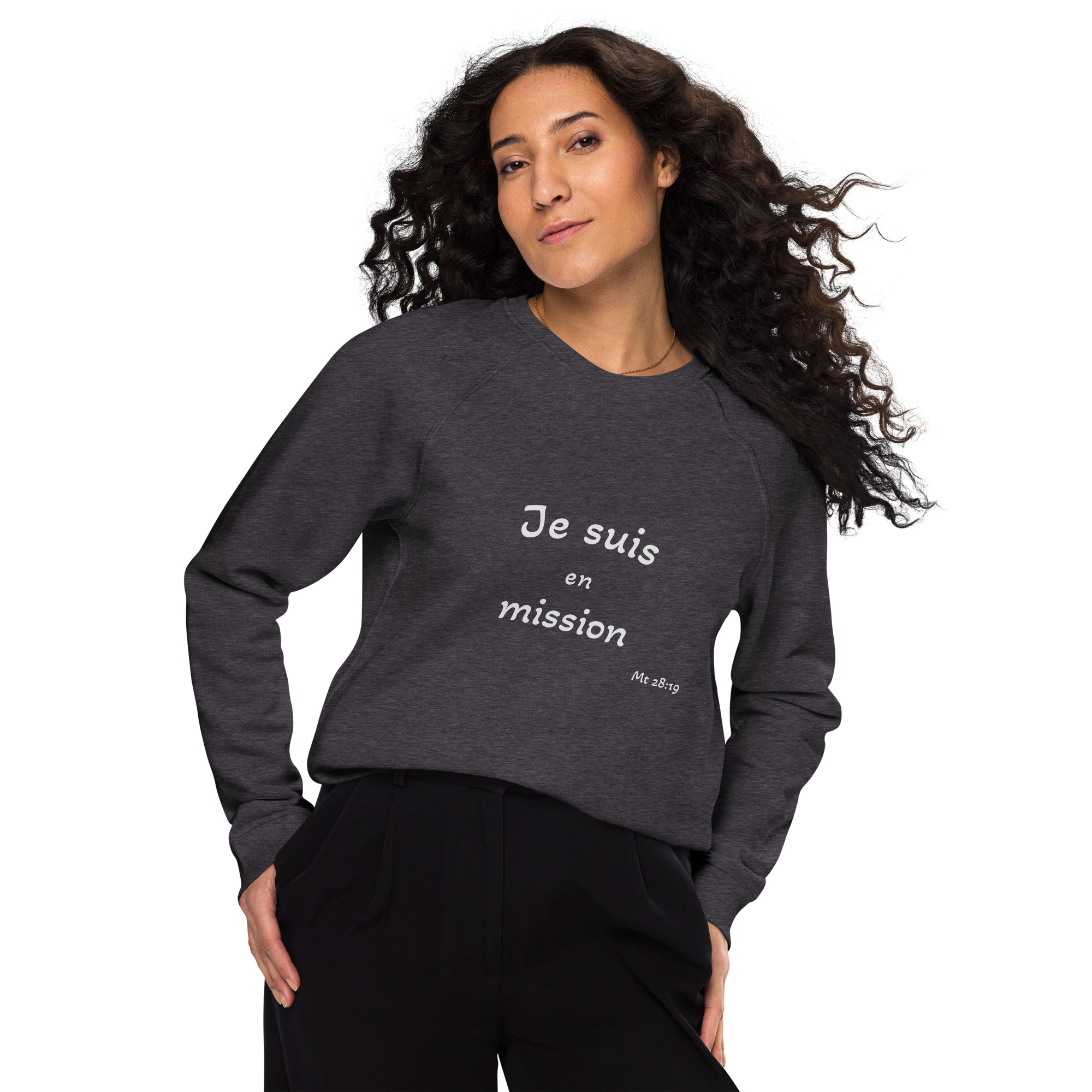 Sweatshirt écologique raglan unisexe "Je suis en mission" – Image 5