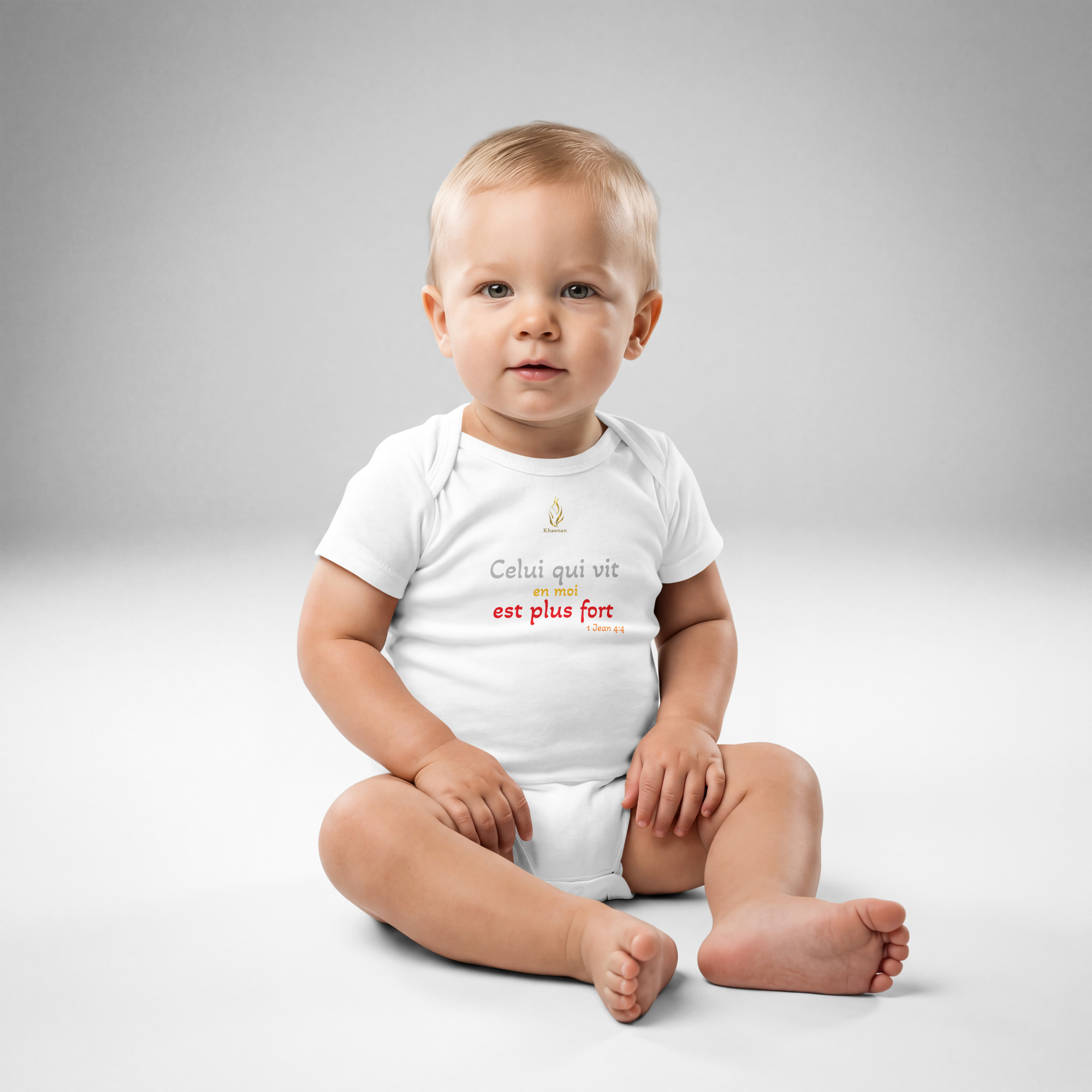 Body bébé « Celui qui vit en moi est plus fort »