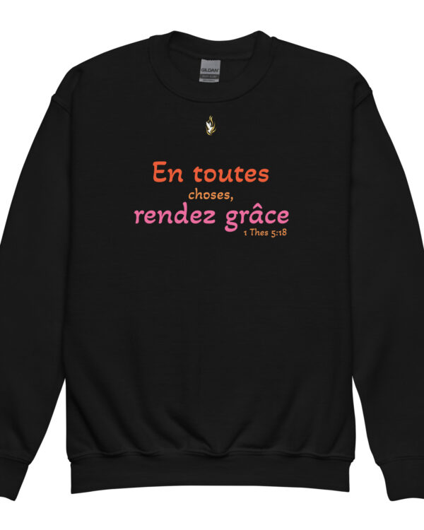 Sweat classique enfant « En toutes choses, rendez grâce »