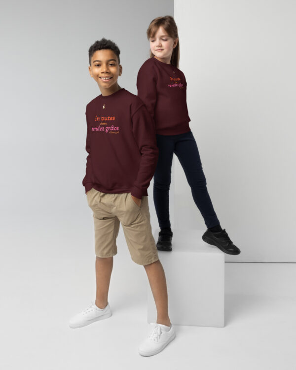 Sweat classique enfant « En toutes choses, rendez grâce »